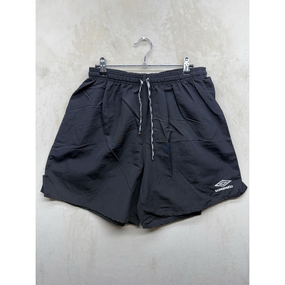 VTG 90s Umbro Nylon Soccer Shorts XL Black Drawstring Athletic Retro Football